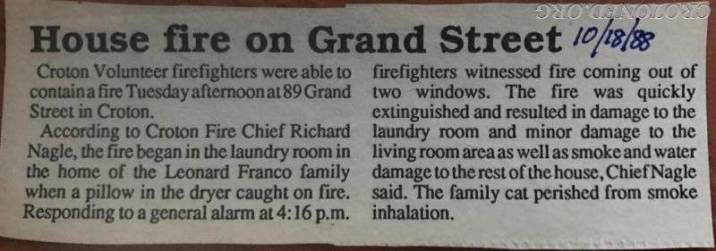 House Fire on Grand Street - 1988