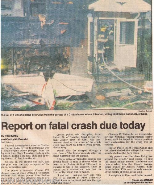 Plane Crashes into Elmore Avenue House - October 1986