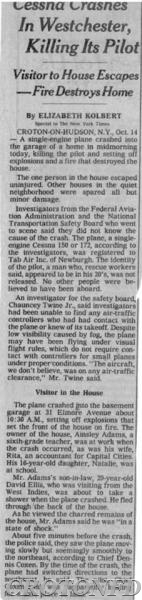 Plane Crashes into Elmore Avenue House - October 1986