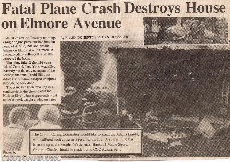 Airplane crash into house, 10/14/86.